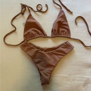 Peach Ribbed Bikini Set